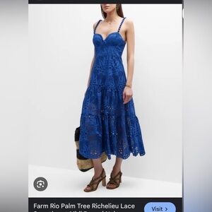 FARM Rio Blue Richelieu Dress, XS, NWT
